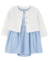 Baby 2-Piece Bodysuit Dress & Cardigan Set