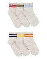 Kid 6-Pack Striped Ankle Socks - Cream