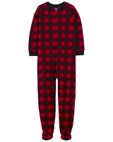 1-Piece Buffalo Check Fleece Footie Pyjamas