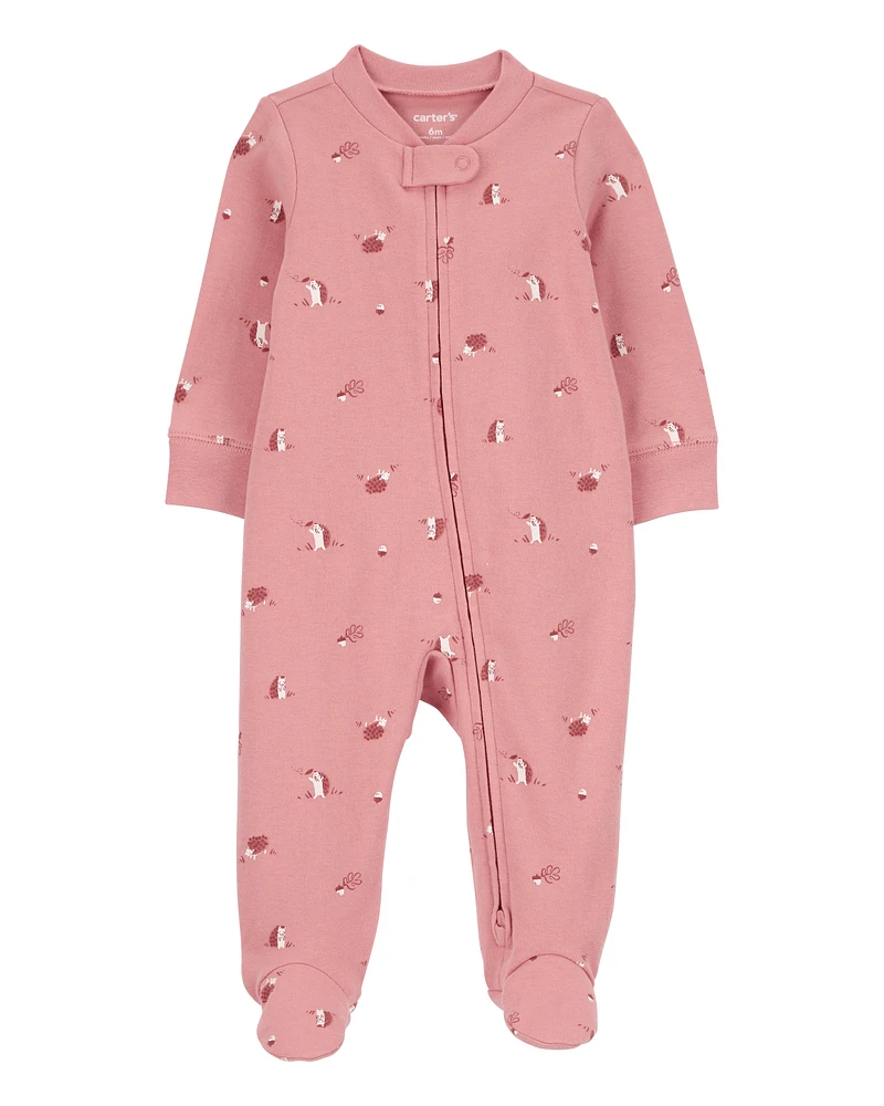 Baby Hedgehog 2-Way Zip Cotton Footie Sleeper Pyjamas