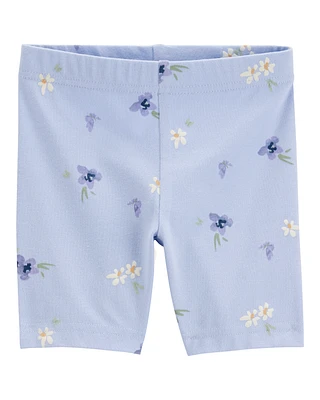 Toddler Floral Bike Short - Blue