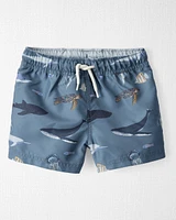 Toddler Recycled Ocean-Print Swim Trunks