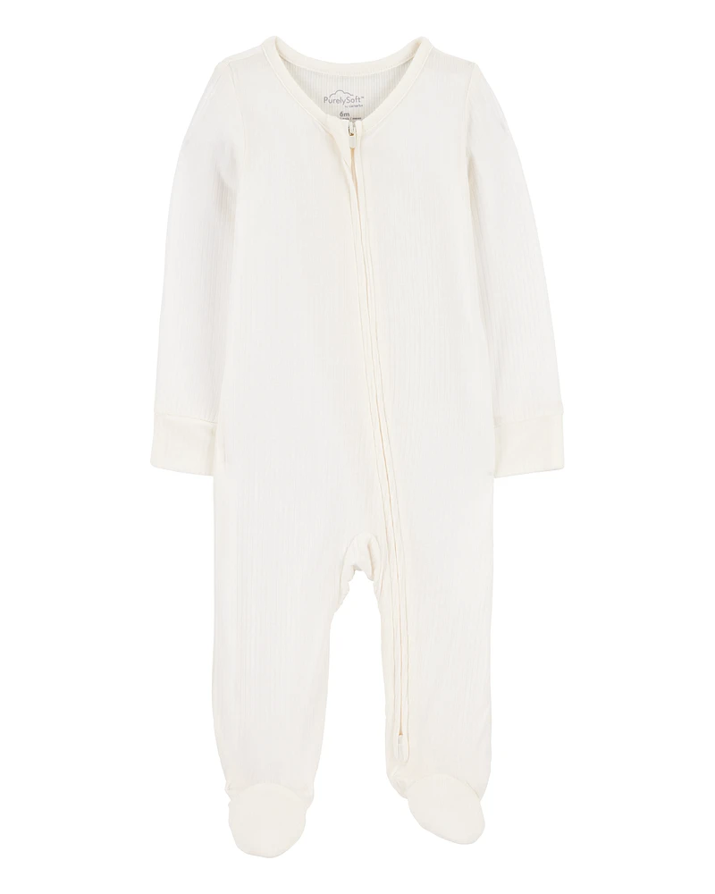 Baby Solid 2-Way Zip PurelySoft Sleeper Pyjamas - Grey