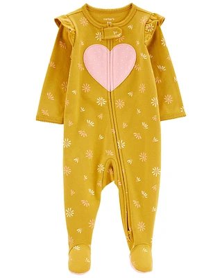 Baby Heart 2-Way Zip Cotton Sleeper