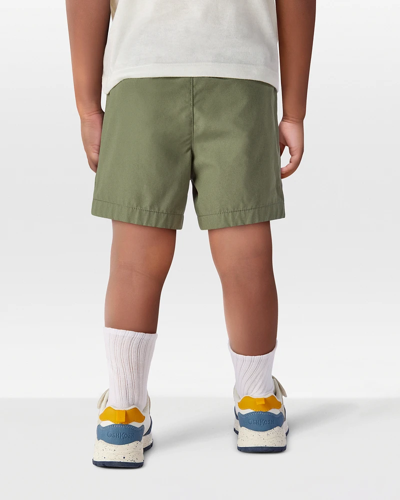 Toddler Pull-On Poplin Shorts - Olive