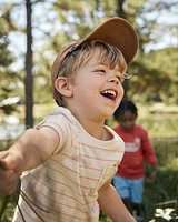 Toddler Striped Short-Sleeve Pocket Tee - Orange