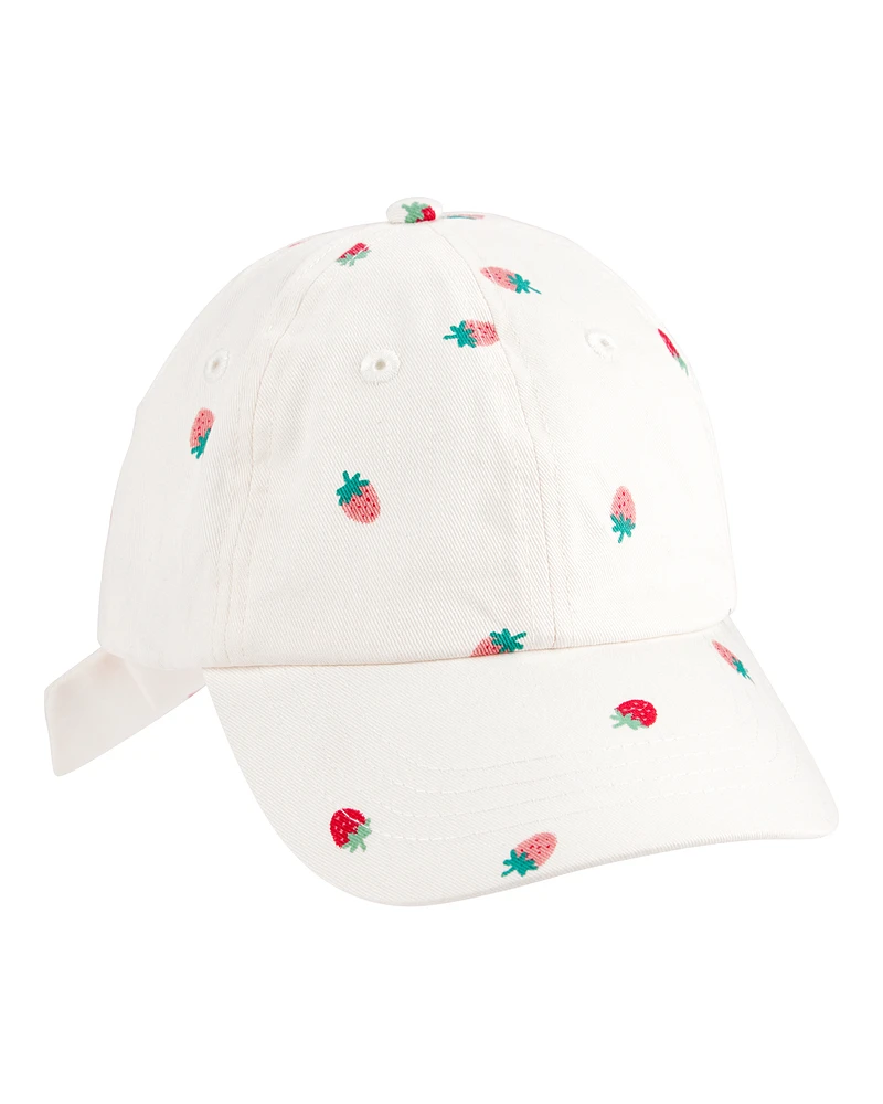 Toddler Strawberry Print Bow Baseball Cap