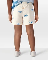 Toddler Sea Print Pull-On French Terry Shorts - Ivory