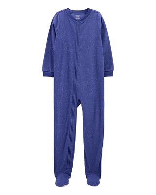 Kid 1-Piece Bear Burn Out Fleece Footie Pyjamas