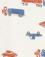 Toddler 1-Piece Car Print 100% Snug Fit Cotton Footie Pyjamas