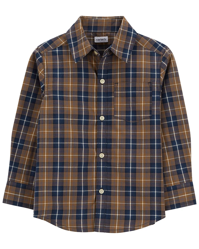 Plaid Button-Front Shirt