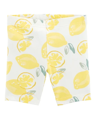Baby Lemon Print Bike Shorts - White