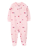 Baby Valentine's Day Heart 2-Way Zip Cotton Sleeper