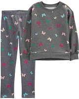 Kid 2-Piece Butterfly Sweathsirt & Fleece Leggings Set