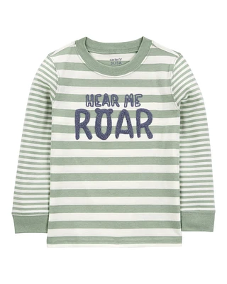Baby Hear Me Roar Striped Long-Sleeve Graphic Tee