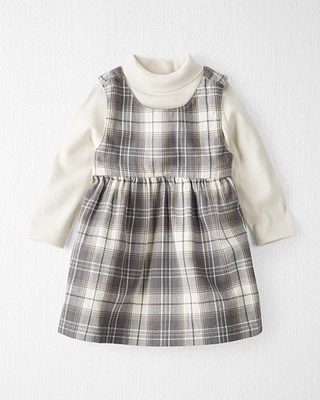 Baby 2-Piece Organic Cotton Herringbone Dress Set Plaid