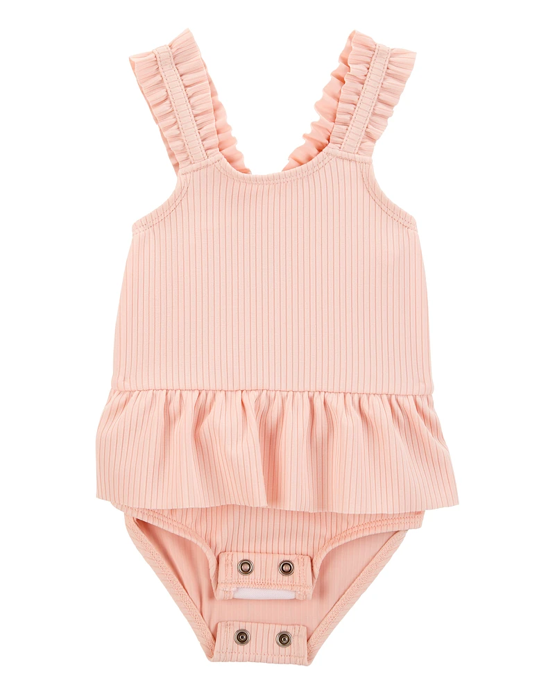 Baby 2-Piece Sun Hat & Ruffle 1-Piece Swimsuit Set