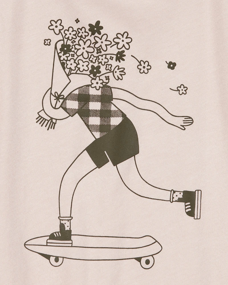 Kid Floral Skater Girl Graphic Tee