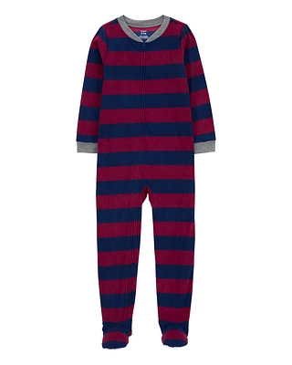 Kid 1-Piece Striped Fleece Footie Pyjamas