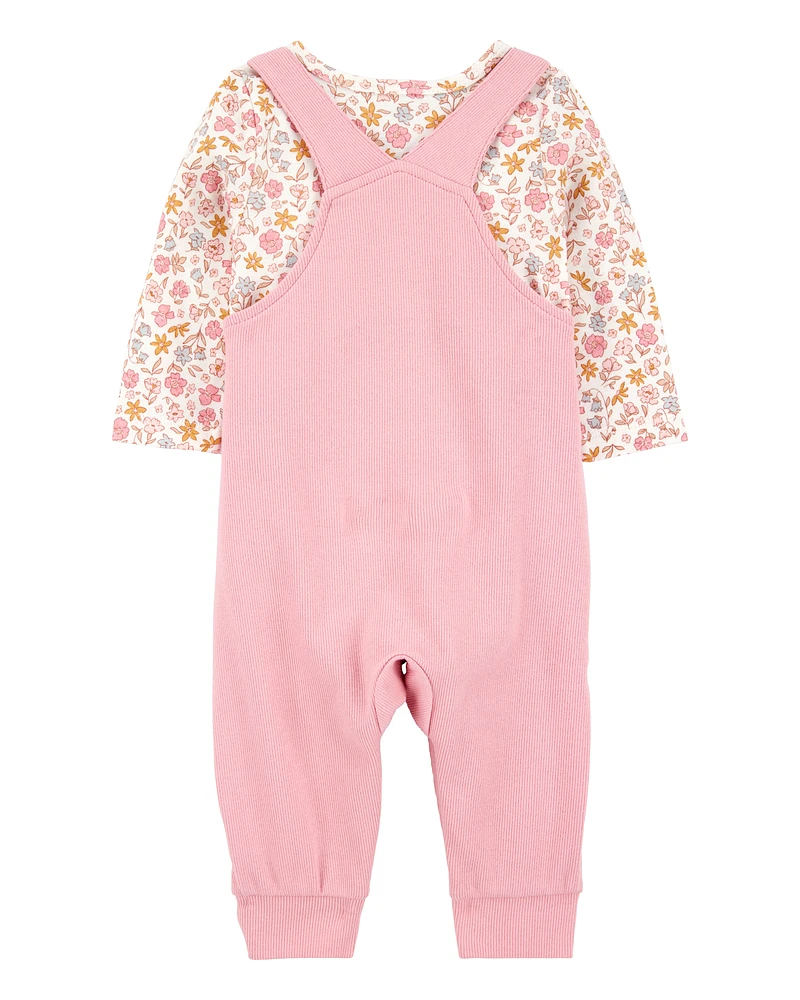 Baby 2-Piece Floral Long-Sleeve Tee & Coverall Set