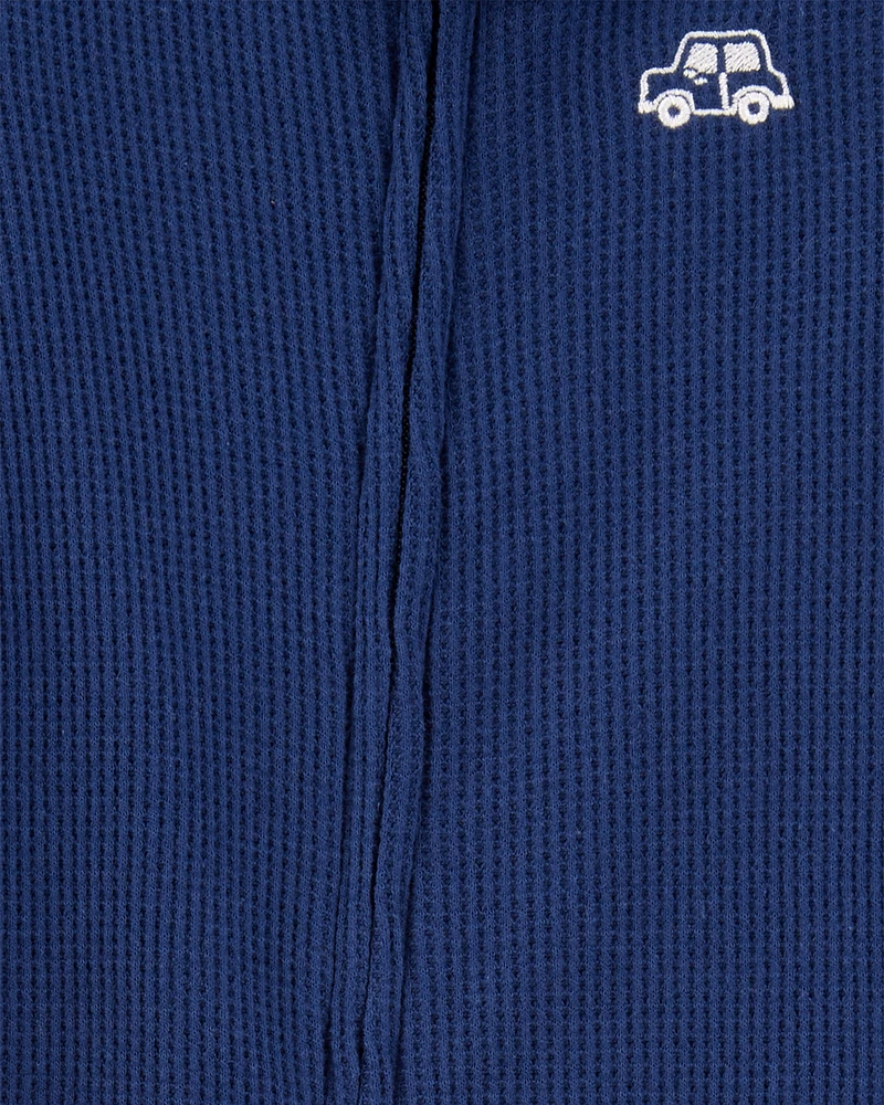 Baby Boy Car Waffle Knit Footie 1-Piece Pyjamas - Navy