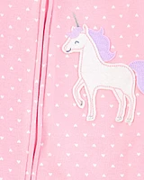 Toddler Unicorn Snug Fit Cotton Footie 1-Piece Pyjamas - Pink
