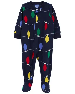 1-Piece Christmas Lights Fleece Footie Pyjamas