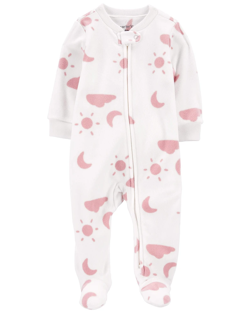 Baby Sky Print Fleece Zip-Up Footie Sleep & Play Pajamas