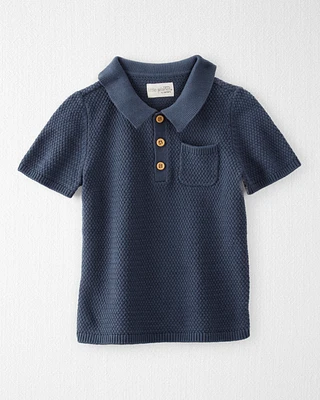 Toddler Organic Cotton Crotchet Knit Polo Shirt
