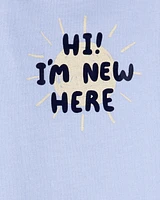 Baby "I'm New Here" Short-Sleeve Bodysuit - Blue