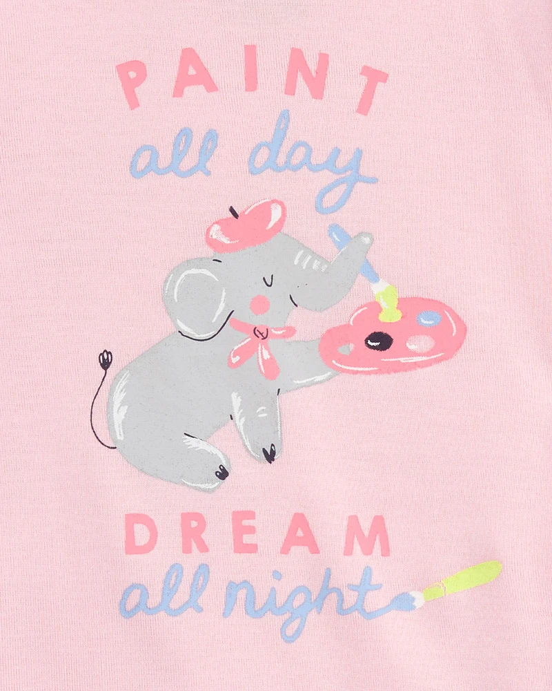 Toddler 4-Piece Painter Elephant 100% Snug Fit Cotton Pajamas