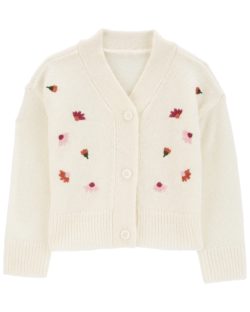 Toddler Floral Sweater Knit Cardigan