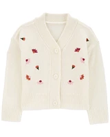 Toddler Floral Sweater Knit Cardigan