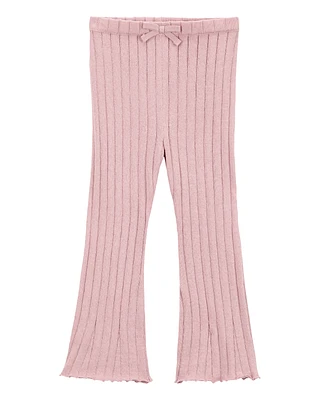 Baby Ribbed Sweater Knit Flare Pants - Pink