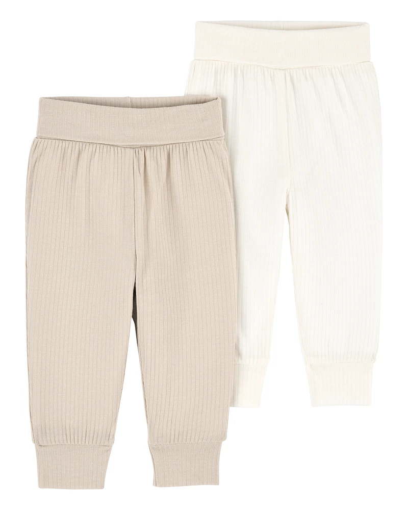 Baby 2-Pack PurelySoft Pull-On Pants - Khaki/Ivory