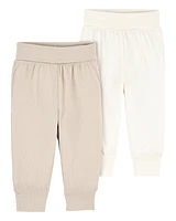 Baby 2-Pack PurelySoft Pull-On Pants - Khaki/Ivory