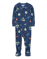 Toddler 1-Piece Space Print 100% Snug Fit Cotton Footie Pajamas