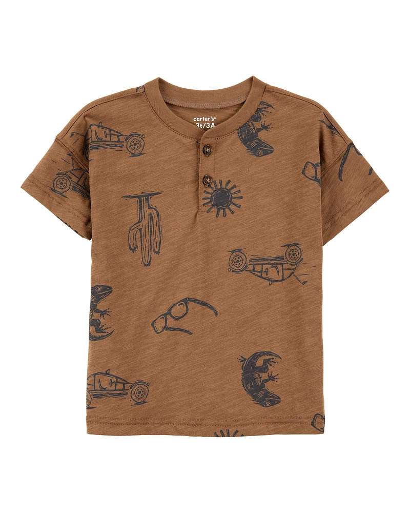 Baby 2-Piece Desert Print Henley Tee - Brown
