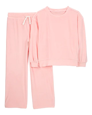 Kid 2-Piece Velour Sweater & Pant Set