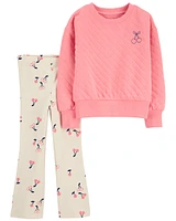 Baby 2-Piece Cherry Doubleknit Pullover & Flare Legging Set