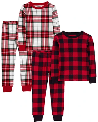 Toddler 4-Piece Christmas 100% Snug Fit Cotton Pajamas