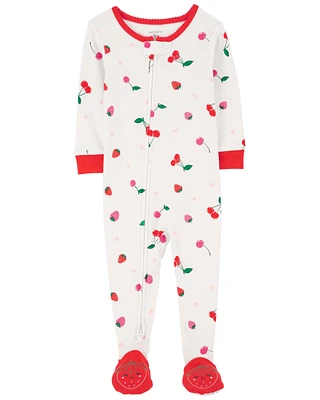 1-Piece Cherry 100% Snug Fit Cotton Footie Pyjamas