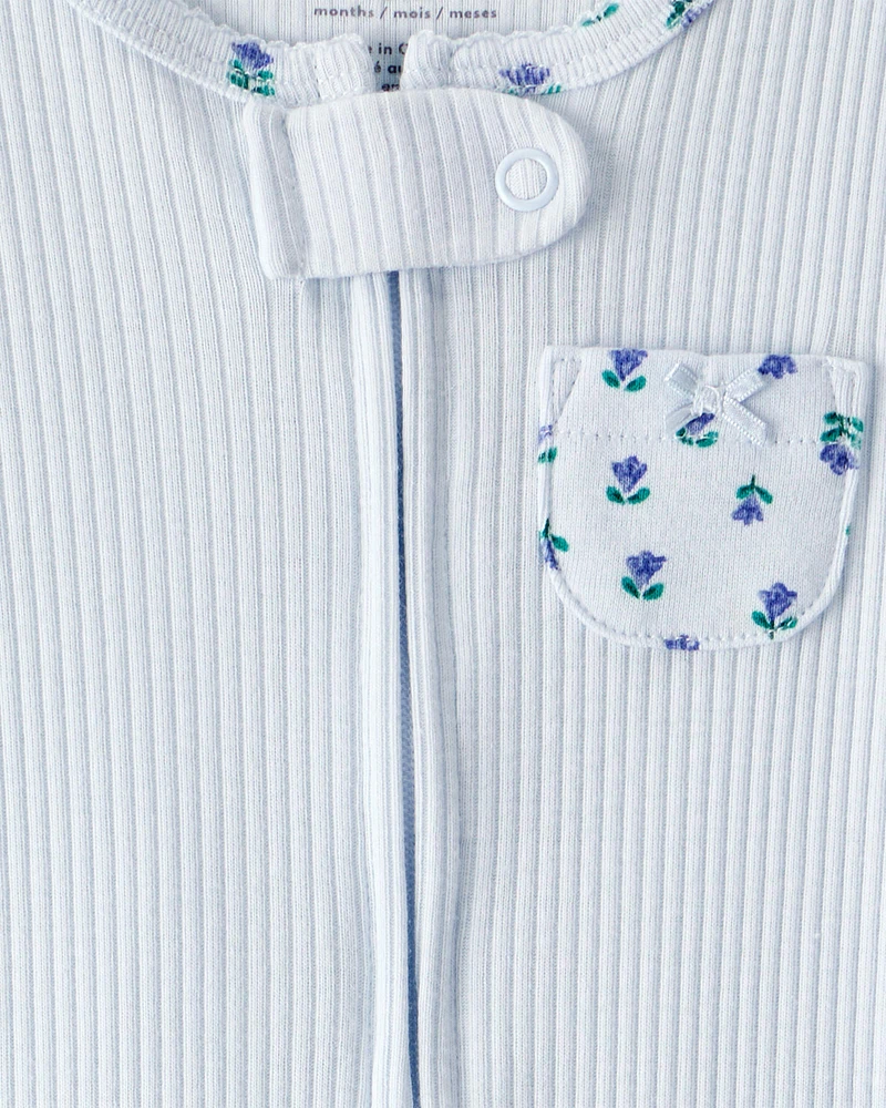 Baby Floral 2-Way Zip Thermal Sleeper Pyjamas