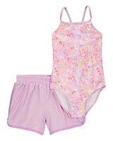 Kid 2-Piece Printed 1-Piece Swimsuit & Short Set