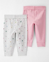 Baby Girl 2-Pack Organic Growth-With-Me Joggers