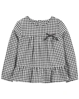 Baby Checkered Twill Long-Sleeve Fashion Top