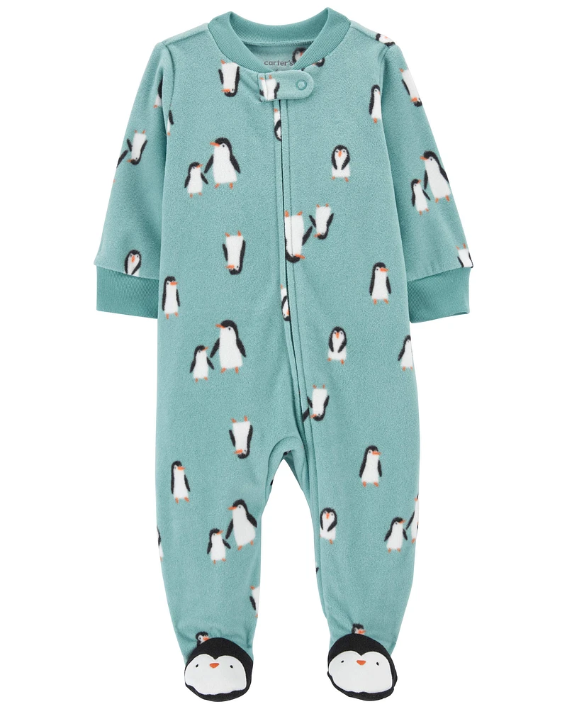 Baby Penguin Fleece Zip-Up Footie Sleeper Pyjamas