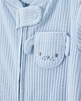 Baby Dog Pocket 2-Way Zip Ribbed Sleeper pyjamas