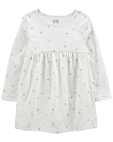 Toddler Glitter Polka Dot Long-Sleeve Jersey Dress