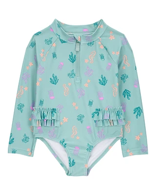 Toddler 1-Piece Coral Print Rashguard